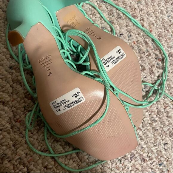 NWT SCHUTZ Heyde Gladiator Ankle Wrap Square Toe Heel Sandals- Size 11 - Picture 10 of 11